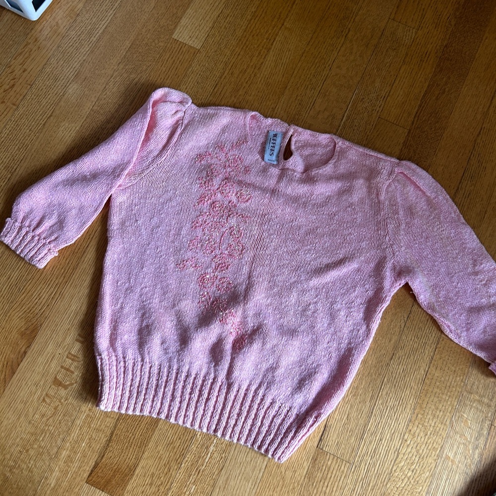 Vintage embroidered toppers sweater shirt with embellishment